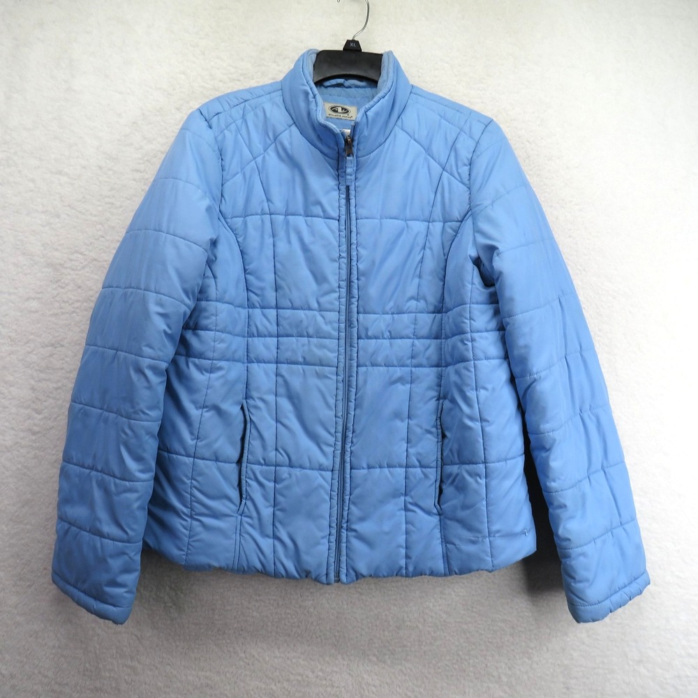 Athletic Works‎ Jacket Womens Large Blue Quilted Puffer Full Zip Lightweight